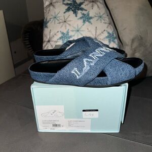 Lanvin Denim Blue Crossover Slides